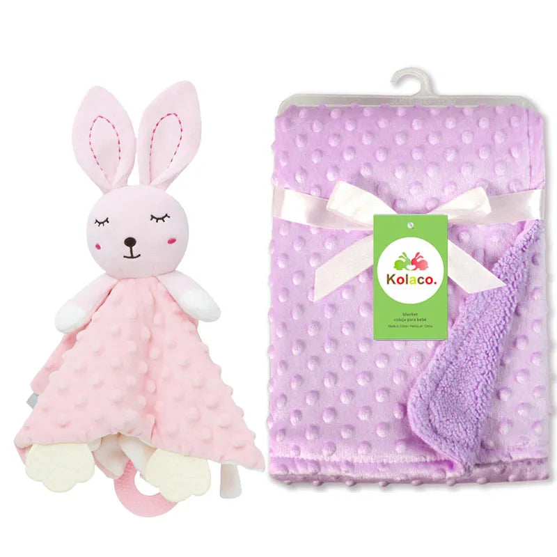 Personalized Minky Baby Blanket and Animal Lovey Options with Custom Name Embroidery, Textured Dot Keepsake for Boys and Girls and Baby Shower Gifts