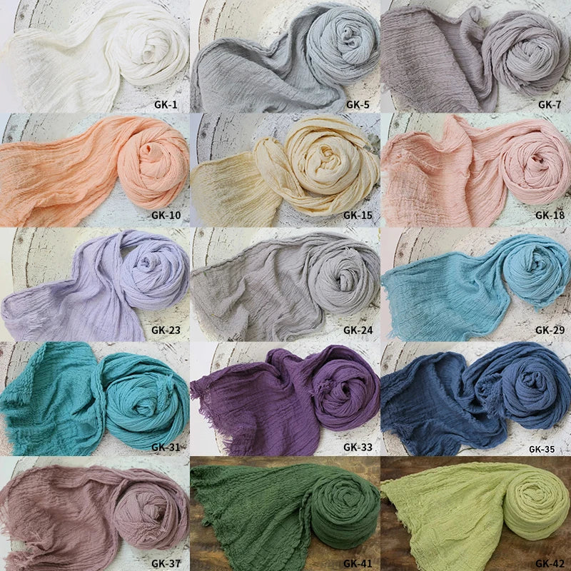 Cotton Gauze Newborn Photography Wrap, Stretchy Baby Portrait Prop in Two Sizes with Color Options for Studio Layers and Keepsake Photo Sessions