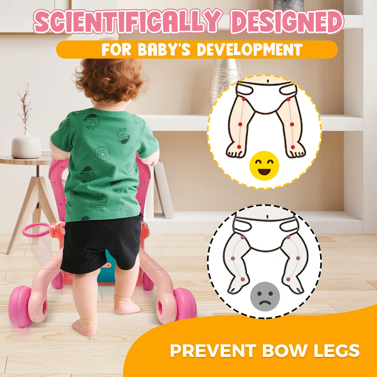 Musical Toddler Push Walker with Animal Activity Panel, Wheeled Handle Toy for Ages 18 Months and Up in Rabbit, Lion, Unicorn, Frog and Spider Styles