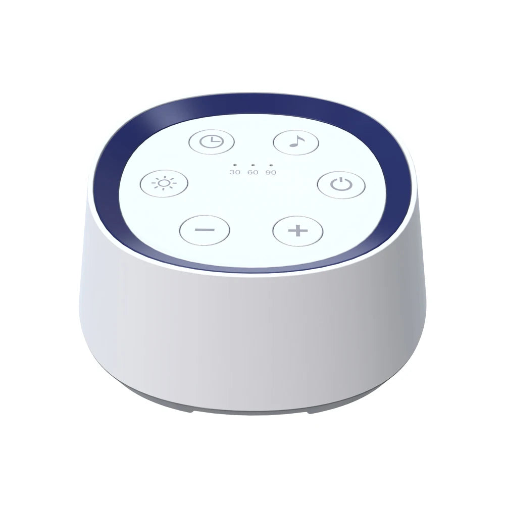 24-Sound White Noise Machine with Warm Breathing Night Light, 30/60/90-Minute Auto-Off Timer and USB Rechargeable Design for Nursery and Travel