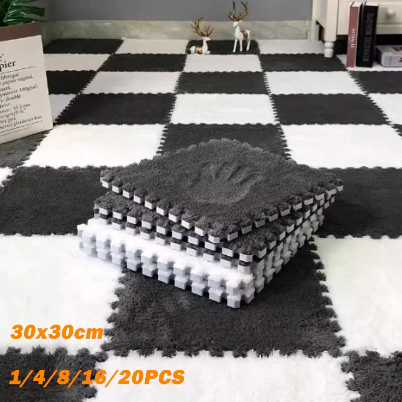 Interlocking Carpet Floor Tiles, Plush 30 cm EVA Foam Puzzle Squares with 1 cm Cushioning for Nursery Corners and Kids Indoor Playrooms