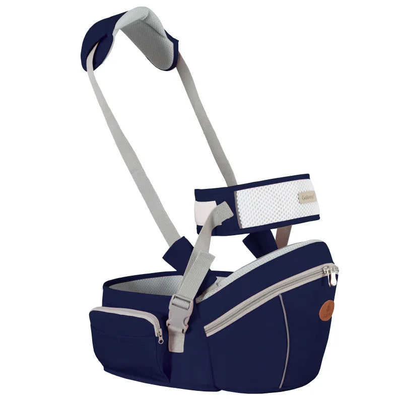 Baby Hip Seat Sling with Padded Shoulder Strap, Contrast Trim and Zipper Storage Pockets, Waist Seat Carrying Accessory in Multiple Colors