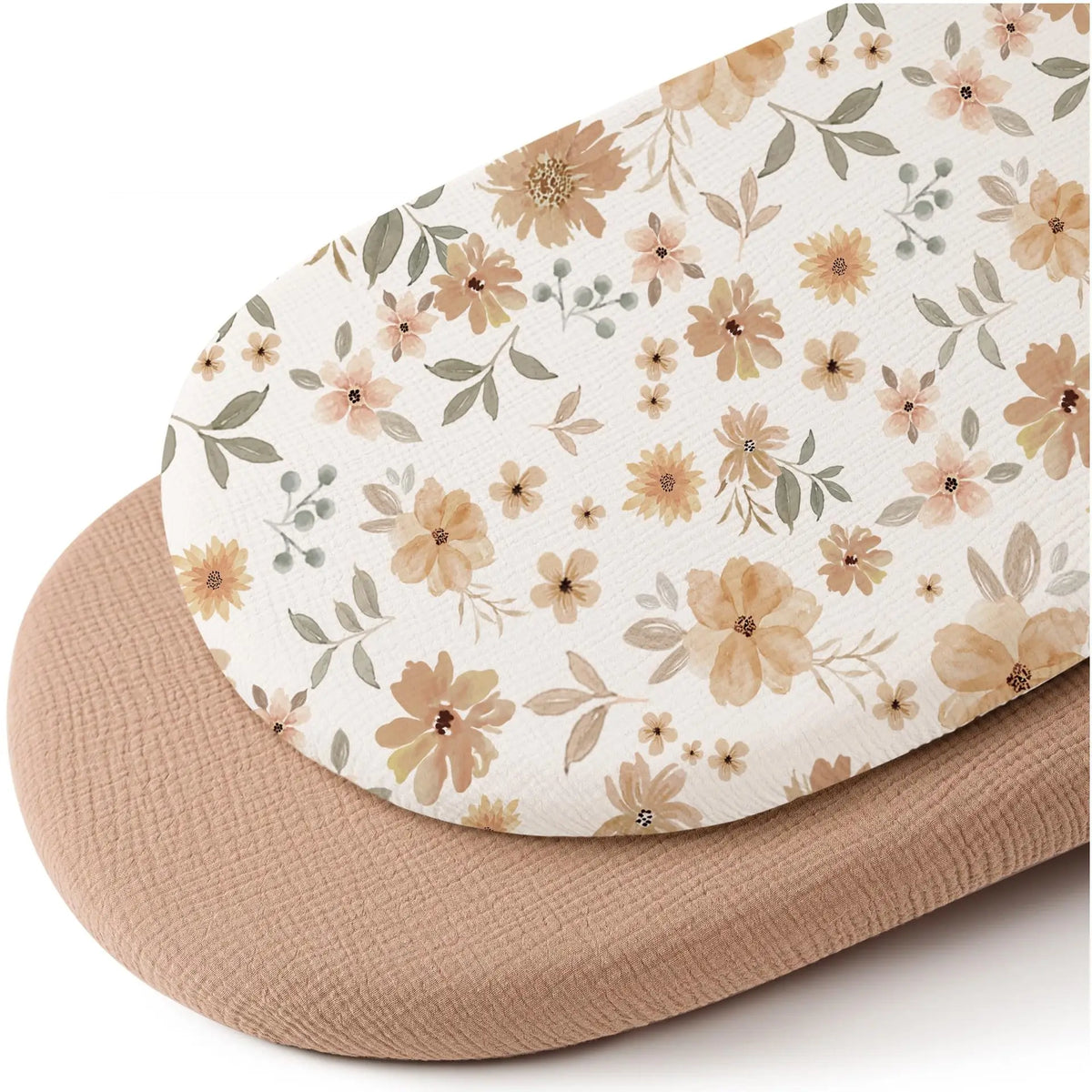 Cotton Bassinet Mattress Covers 2-Pack, Removable Washable Cradle Fitted Sheets with Textured Fabric for Compatible Nursery Mattresses