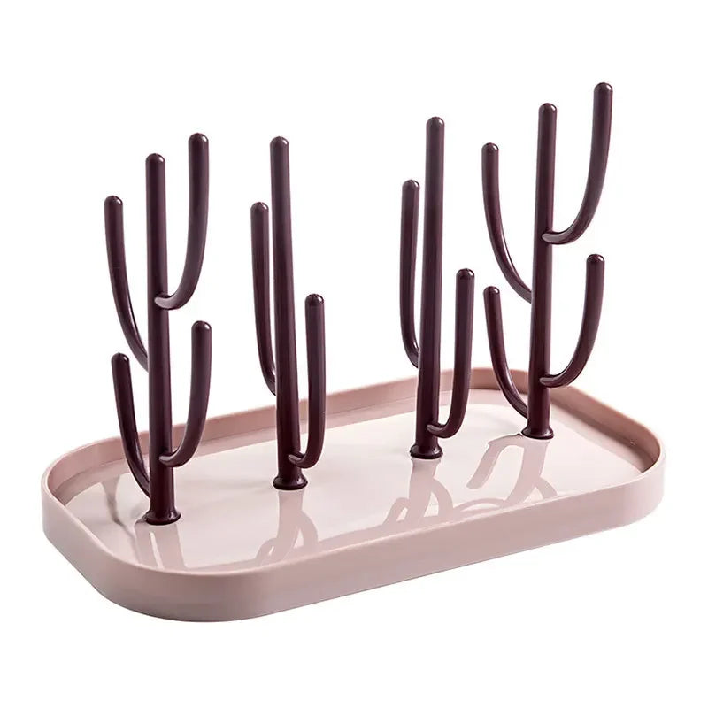 Detachable Baby Bottle Drying Rack with Branch Holders and Water Catch Tray, ABS and PP Countertop Drainer for Bottles and Feeding Accessories