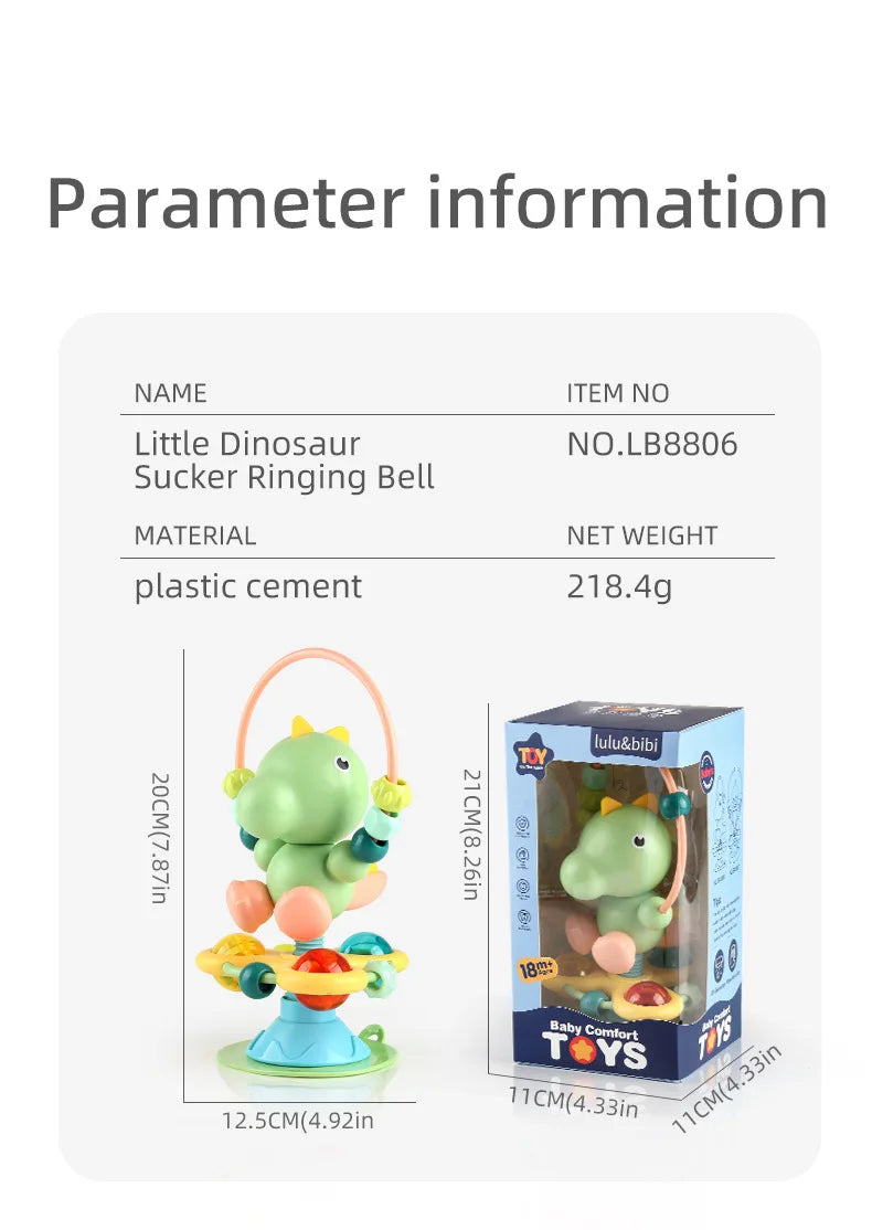 Animal Suction Activity Toy with Colorful Beads and Rattle Rings, Cartoon Tabletop Play Accessory for Supervised Reaching and Hands-On Exploration