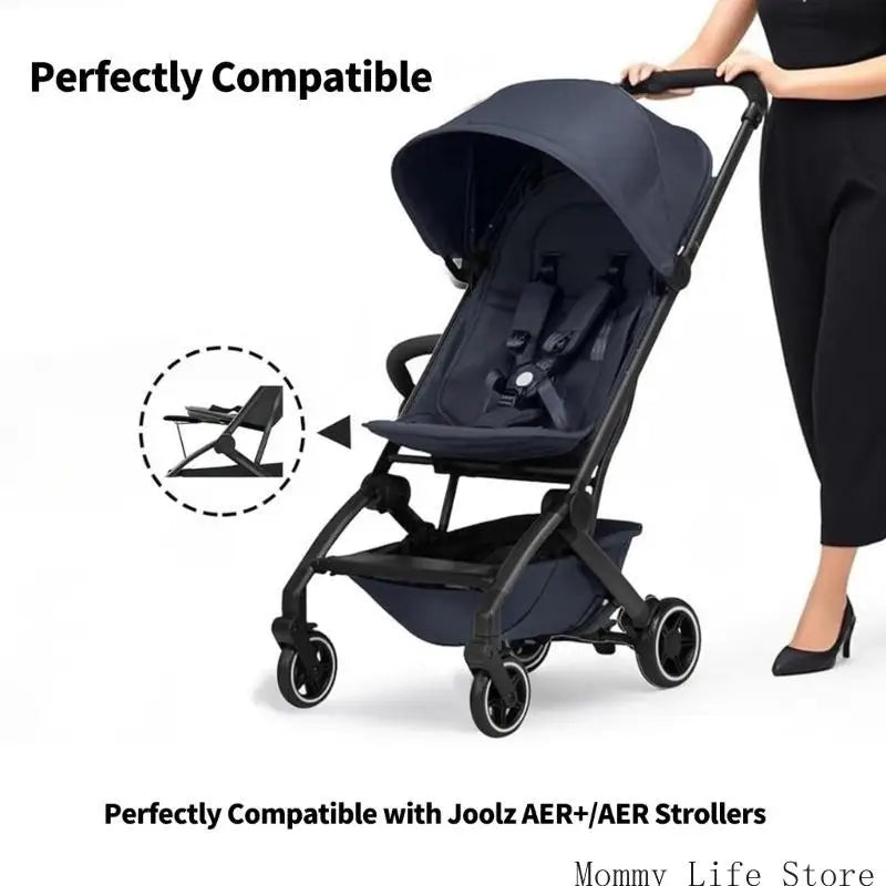 Stroller Leg Rest Extender Compatible with Joolz AER and AER+, Black Fabric and Metal Footrest Support for Everyday Walks and Outings