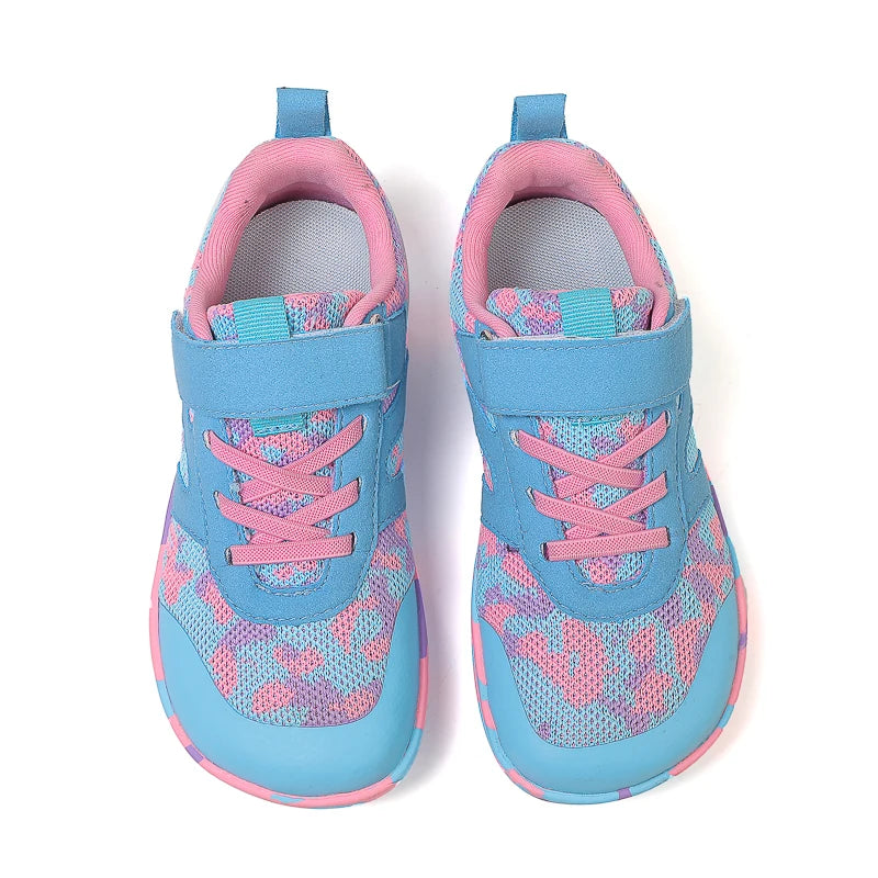 Children’s Minimalist Barefoot Sneakers with Wide Fit, Zero-Drop Design, Mesh Panels and Adjustable Strap for Boys and Girls Everyday Wear