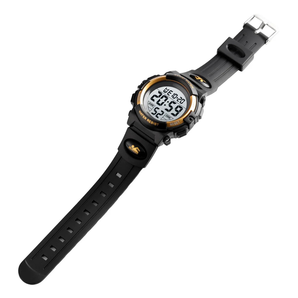 Kids Digital Sports Watch, SKMEI LED Chronograph Wristwatch with 5Bar Water Resistance, Round Display and PVC Buckle Strap for Boys and Girls