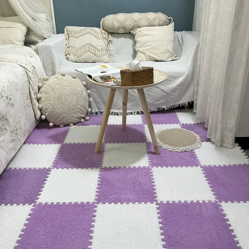Interlocking Carpet Floor Tiles, Plush 30 cm EVA Foam Puzzle Squares with 1 cm Cushioning for Nursery Corners and Kids Indoor Playrooms