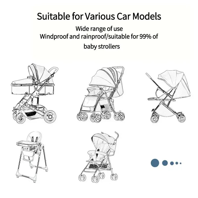 Transparent Stroller Rain Cover with PVC or Zippered EVA Options, Clear Pram Weather Shield with Ventilation Holes for Rainy-Day Family Outings
