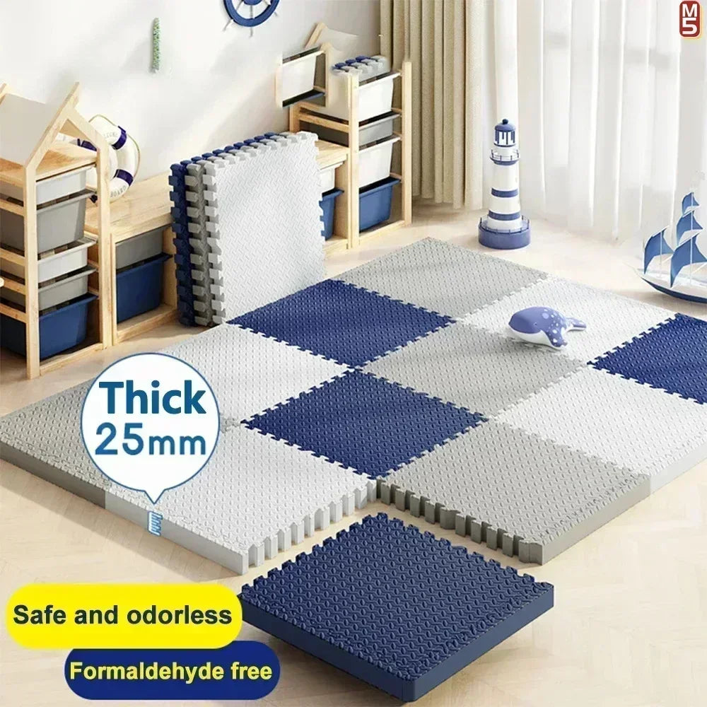 Thick Foam Crawling Mat Tiles, 8-Piece Interlocking Set with 2.5 cm Padding and 30 cm Squares for Nursery Corners and Supervised Baby Floor Play