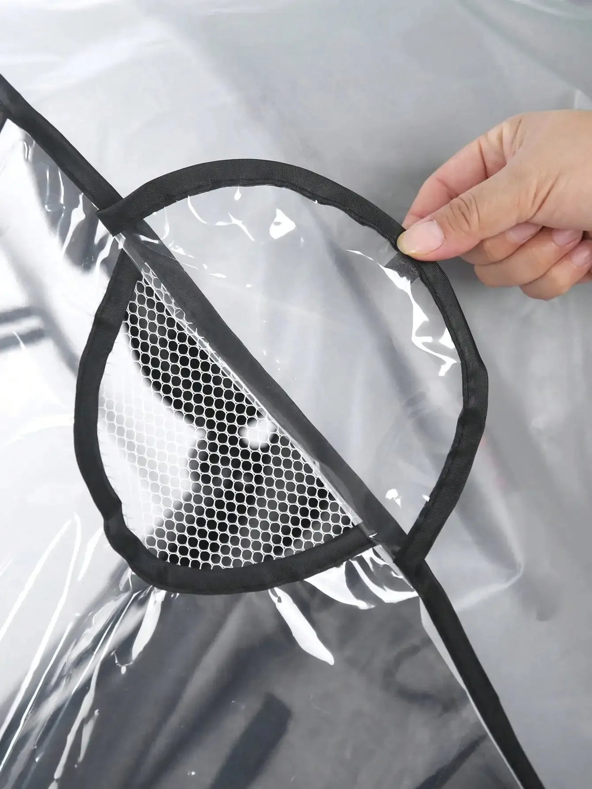 Stroller Weather Shield with Clear Panels, Black Trim and Mesh Side Ventilation, M or L Rain Cover Options for Baby Pushchair Outdoor Outings