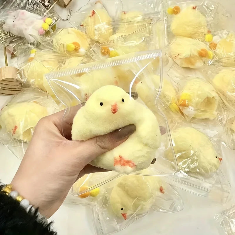 Chick Squishy Toy, 1-Piece Yellow Slow-Rebound Animal Squeeze Fidget for Tactile Play, Easter Basket Gifts, Birthday Favors and Classroom Prizes