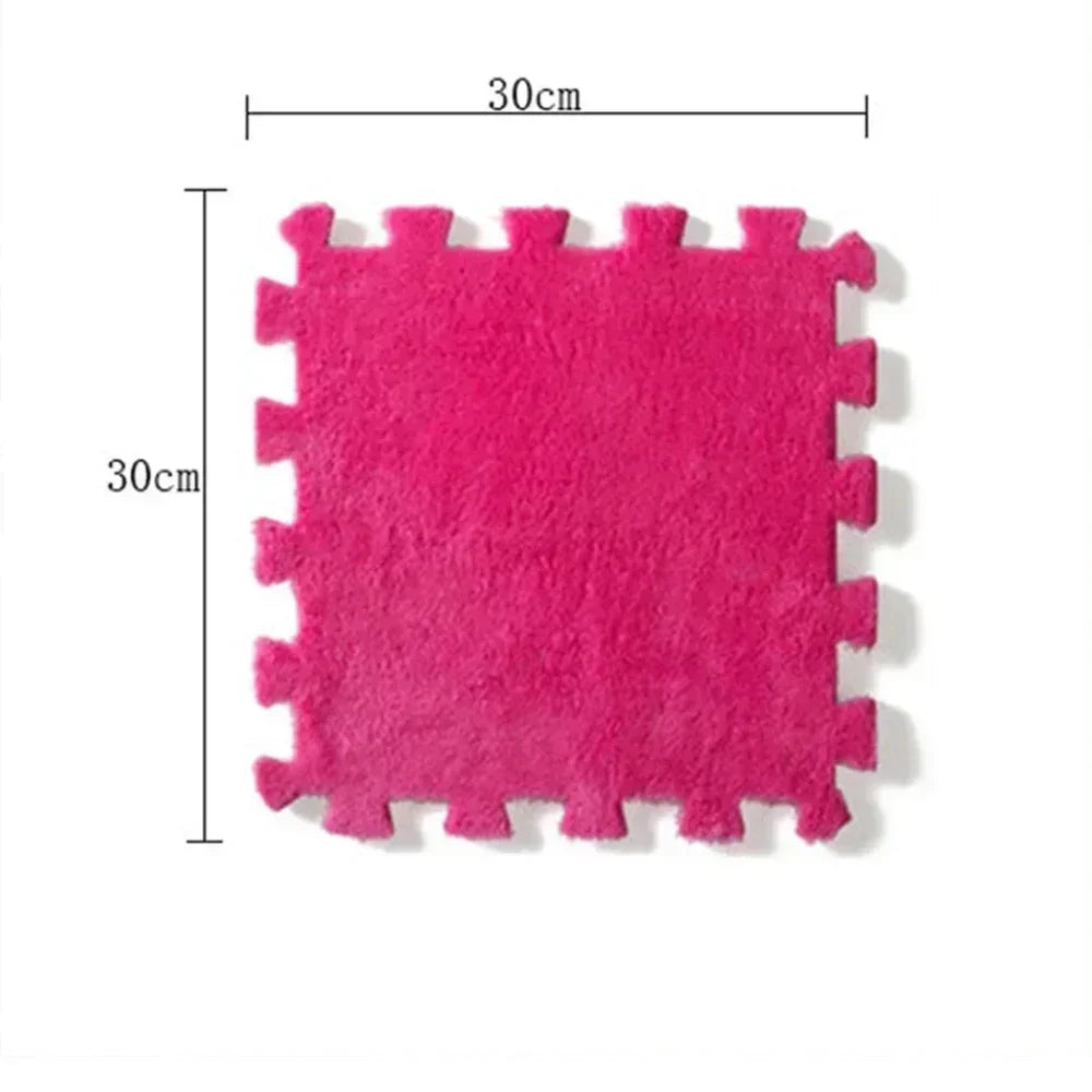 Interlocking Carpet Floor Tiles, Plush 30 cm EVA Foam Puzzle Squares with 1 cm Cushioning for Nursery Corners and Kids Indoor Playrooms