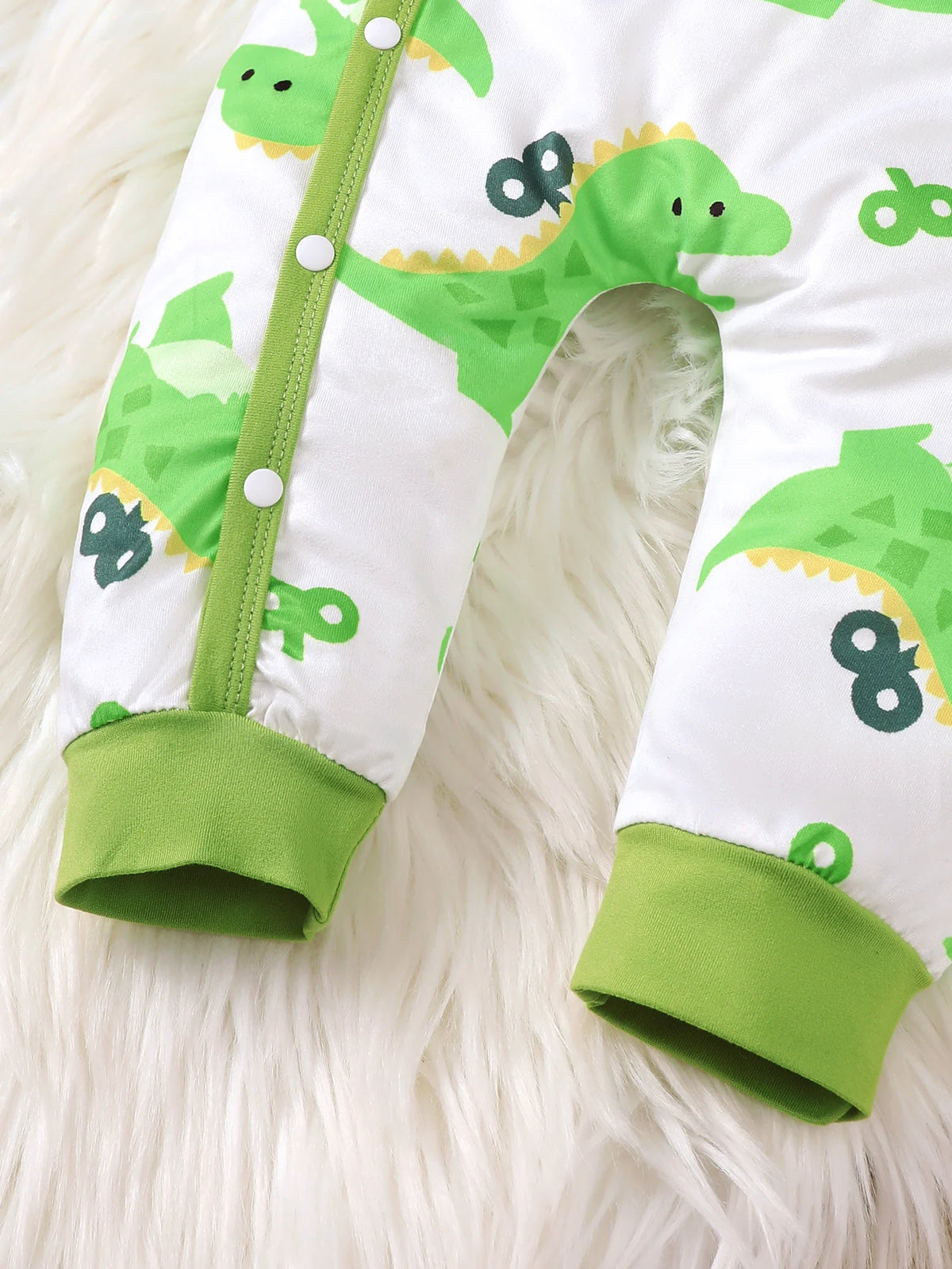 Bear Print Infant Romper with Long Sleeves and Front Fastenings, Contrast Trim and Footless Cuffs for Everyday Baby Outfits, Sizes 1-18 Months