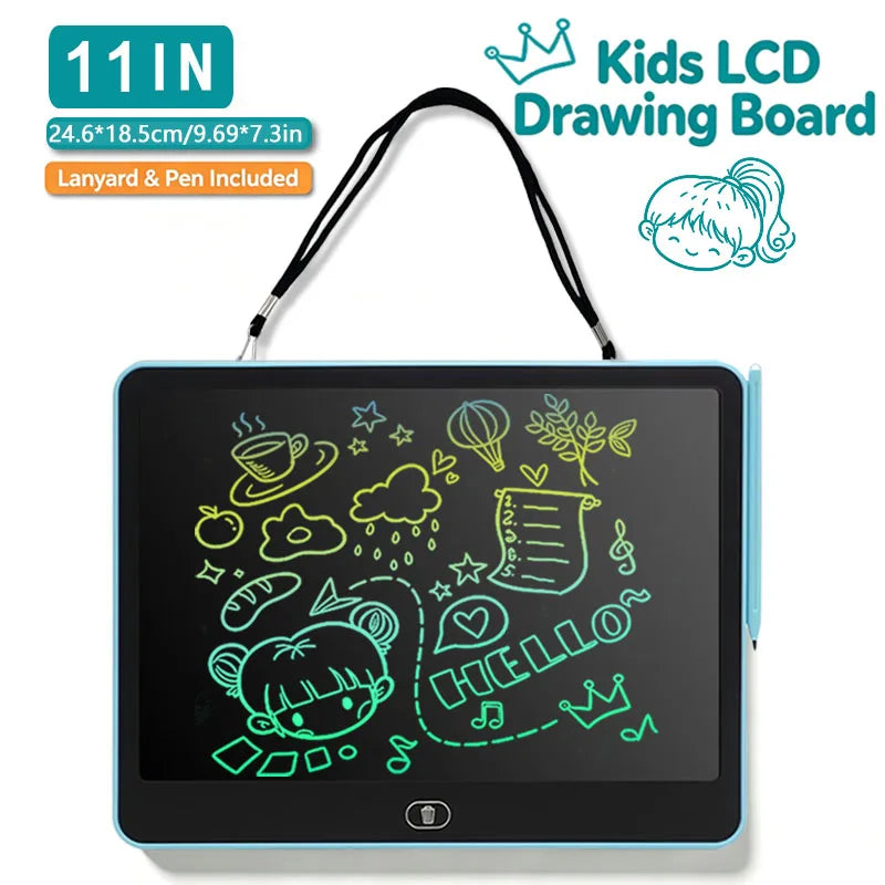 Erasable LCD Writing Board for Kids, 8, 11, 13 or 16 Inch Color Drawing Tablet with Stylus for Doodles, Handwriting and Number Practice