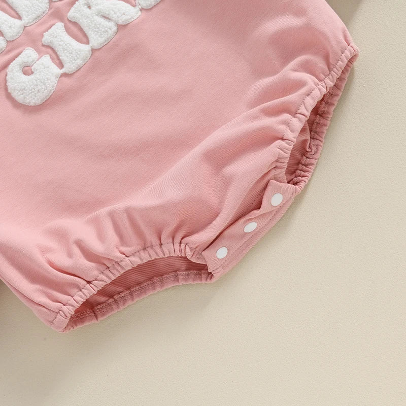 Daddy's Girl Baby Sweatshirt Romper with Letter Embroidery, Cotton-Blend Long Sleeve Crew Neck One-Piece Outfit for Spring and Fall, 3M-18M