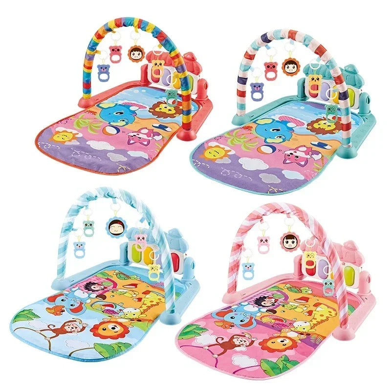 Baby Kick Piano Play Mat with Hanging Animal Toys and Illustrated Activity Surface, Multiple Model Designs for Supervised Tummy Time and Reaching