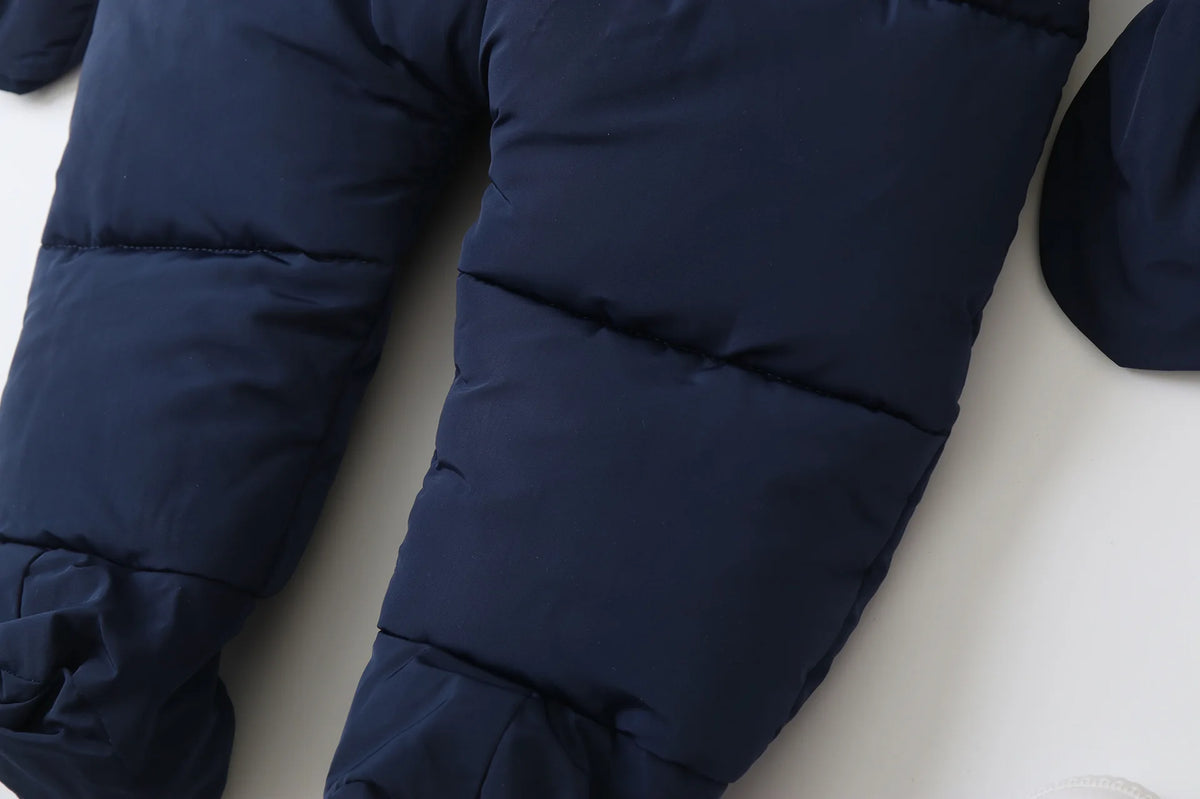 Infant Winter Snowsuit with Hood, Double Front Zippers and Quilted Design, Fleece-Lined Baby One-Piece for Boys and Girls, 3-24 Months