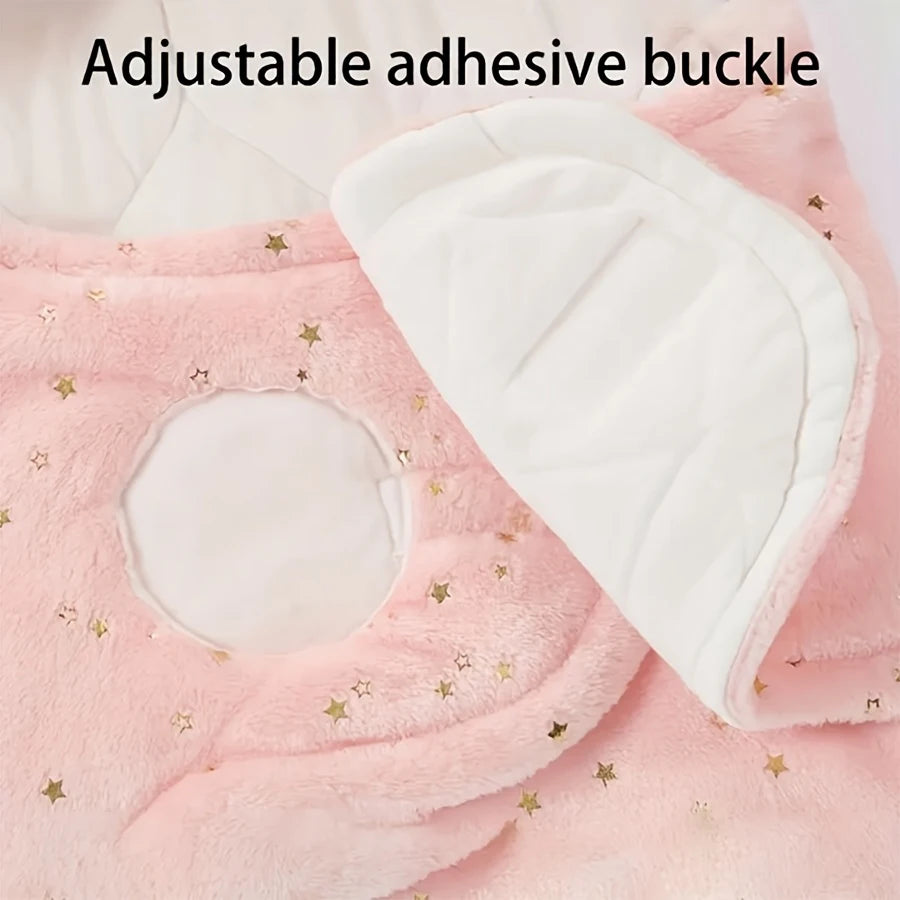 Gold Star Baby Swaddle Wrap for Newborns, Wrap Around Blanket with Overlapping Panels in White, Pink or Blue, Single Piece Nursery Gift
