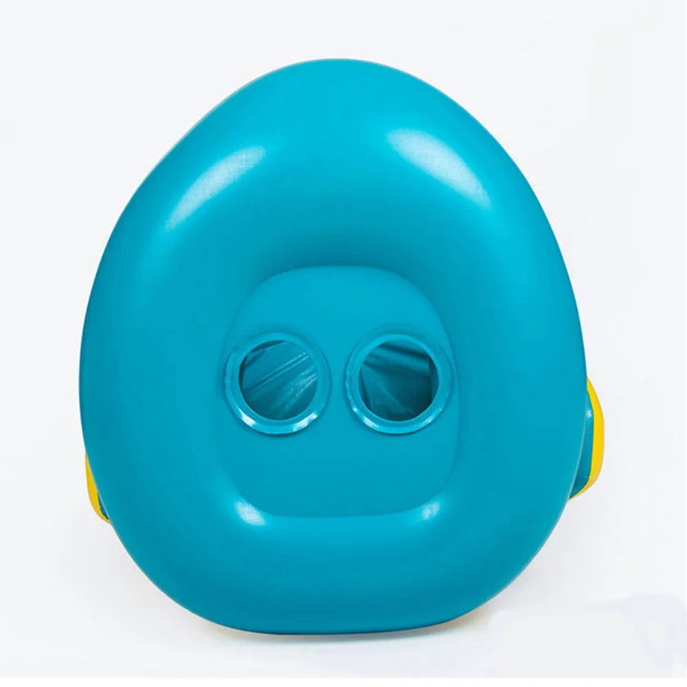 Yellow Baby Pool Float Seat with Sunshade and Steering Wheel, Inflatable Seated Swim Ring for Closely Supervised Summer Pool Play