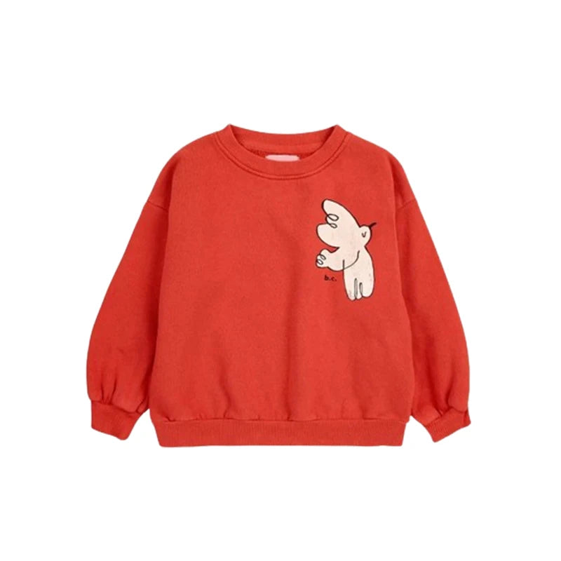 Cartoon Crewneck Sweatshirt for Kids with Long Sleeves, Animal Flower and Letter Print Pullover Options for Toddler Boys and Girls, Sizes 18-24M to 10-11Y