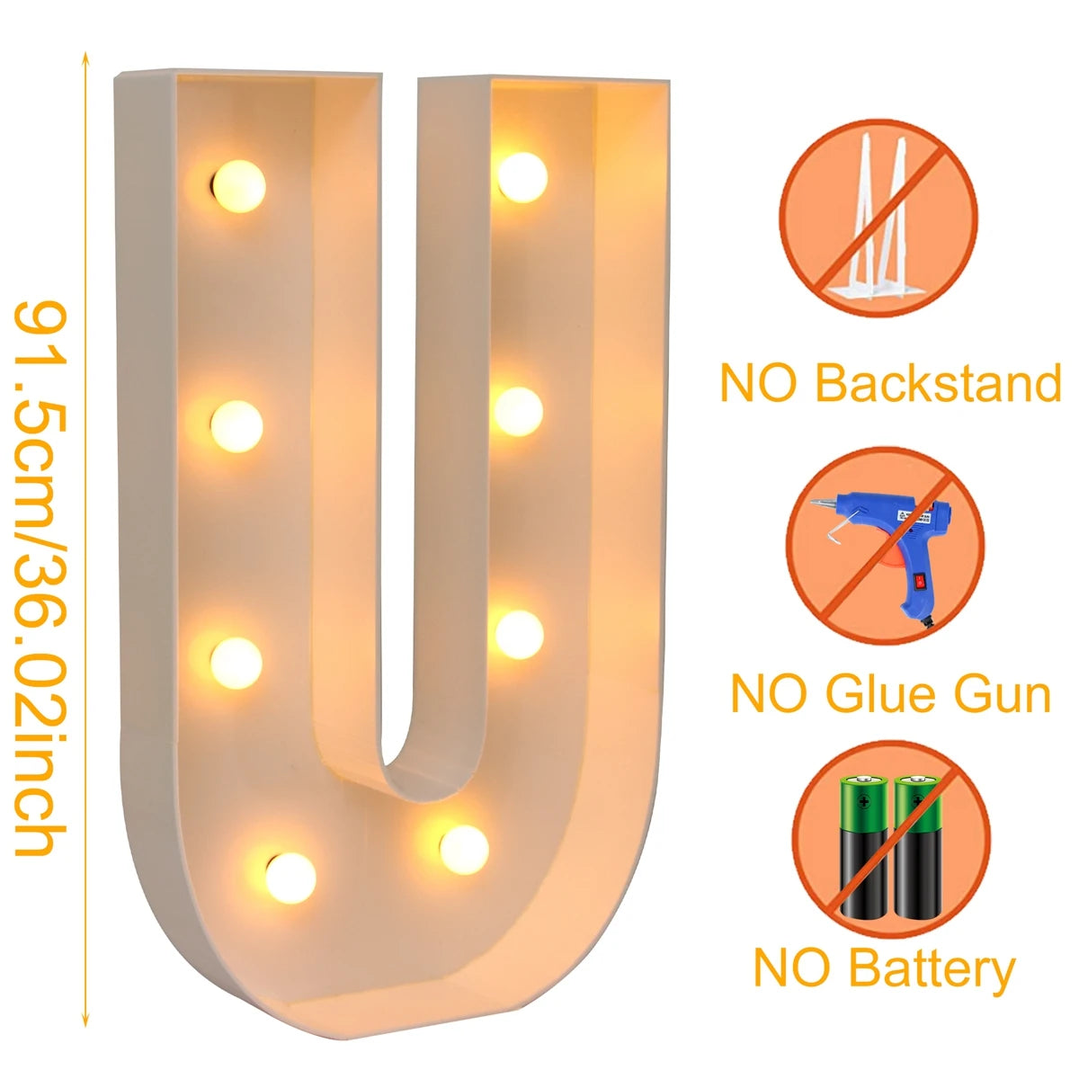 Giant Marquee Letter Frame Box, 91.5cm LED Light-Style Alphabet Display for DIY Names, Baby Showers, First Birthdays and Wedding Party Decor