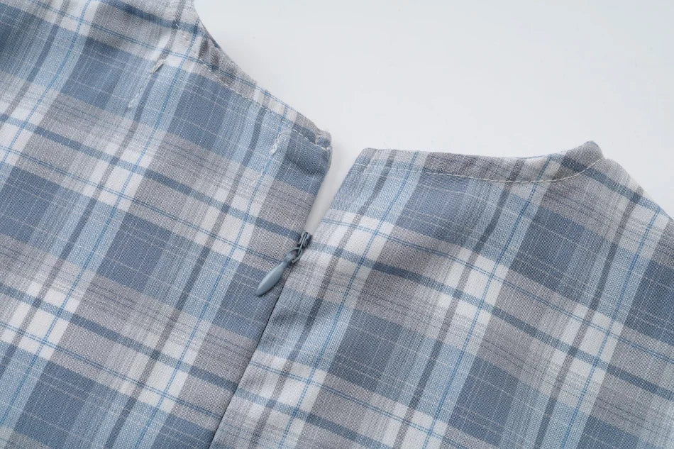 Blue Plaid Girls Maxi Dress and Tie-Front Knit Cardigan Options, Sleeveless Ruffle-Hem Dress or Cropped Long-Sleeve Layer for Teens