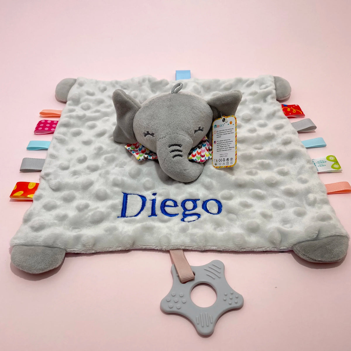 Embroidered Name Baby Blanket and Animal Comforter Options, Personalized Minky Bubble-Texture Keepsake with Single-Item and Two-Piece Gift Choices