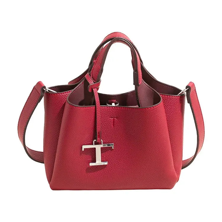 Diaper Tote Bag with Leather-Look Finish, Top Handles and Long Shoulder Strap, Vintage-Style Baby Essentials Handbag for Moms and Everyday Outings