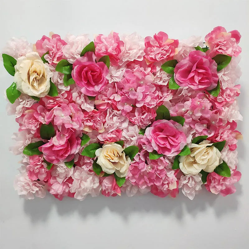 Artificial Flower Wall Panels with Fabric Roses, 40 x 60 cm Reusable Floral Backdrop for Baby Showers, Weddings, Birthdays & Home Decor
