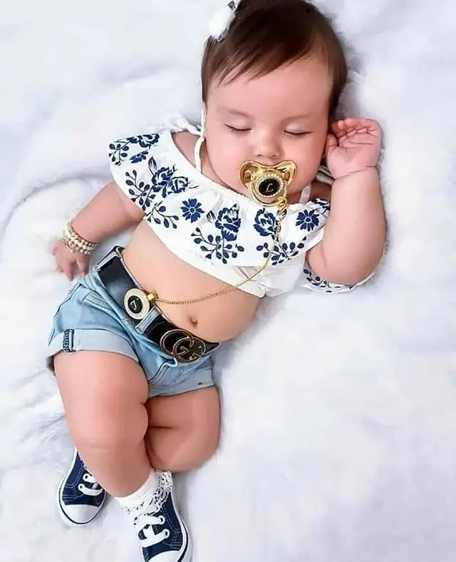 Personalized Crown Pacifier and Clip Set by MIYOCAR with Custom Name Detail, Rhinestone Decoration and Multiple Color Options for Keepsake Gifts