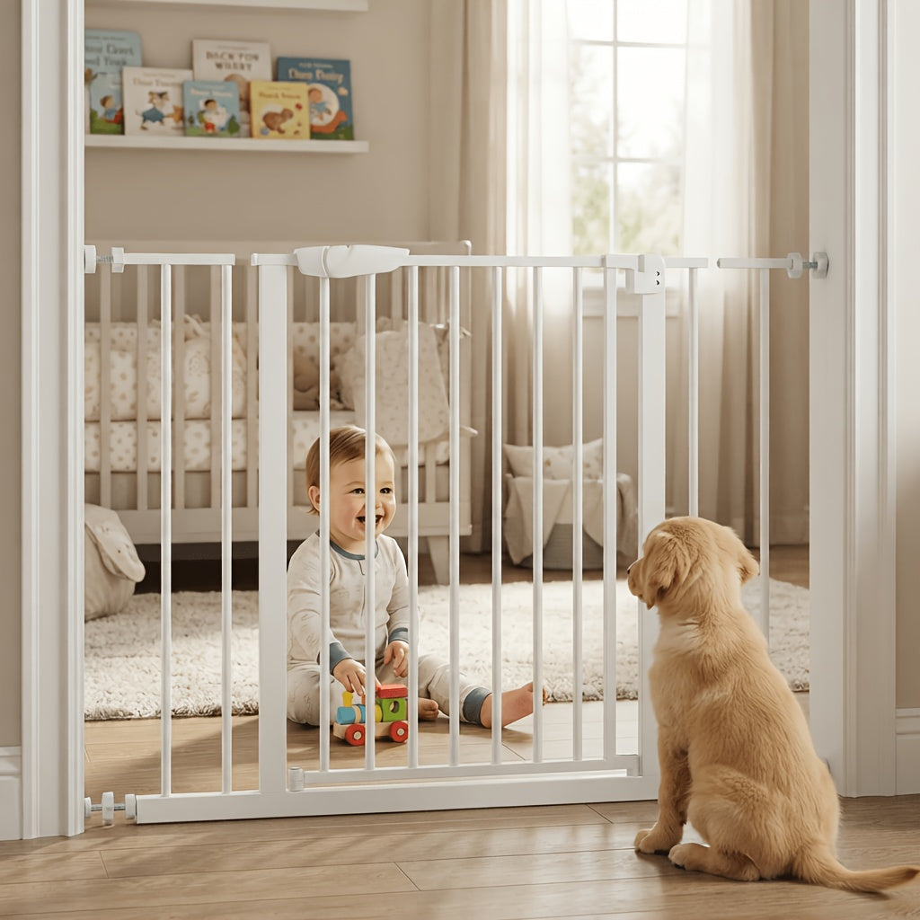 Pressure Mount Baby Gate with Auto-Close Door, No-Drill Metal Safety Barrier for Doorways and Hallways, One-Hand Opening and 29-48 Inch Width Options