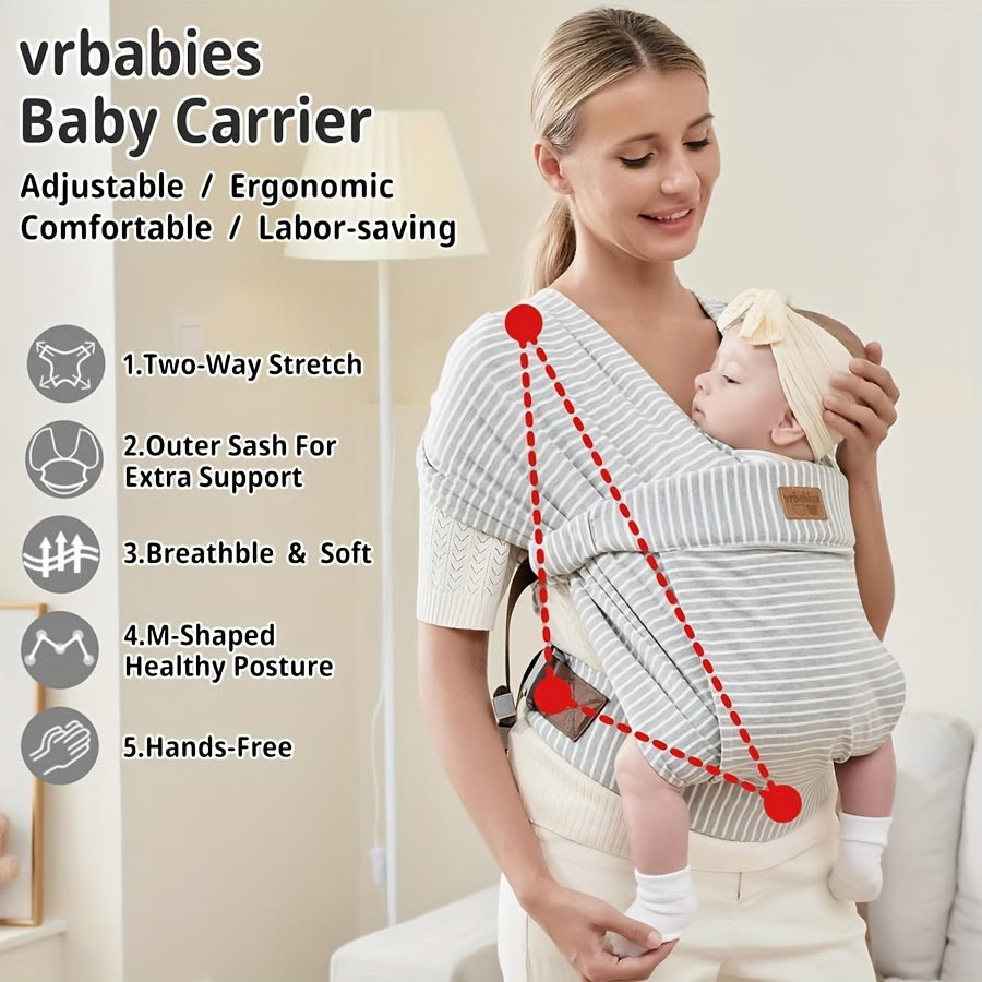Soft Baby Wrap Carrier Sling for Newborns and Toddlers, Skin-Friendly Front Carry Wrap by Vrbabies for Everyday Babywearing and Parent Gifts