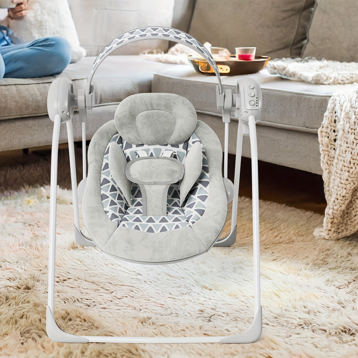 Infant Swing with Timer for Babies 0–6 Months, 6–20 lb, Portable Baby Swing for Indoor or Outdoor Use, with Multiple Color Options