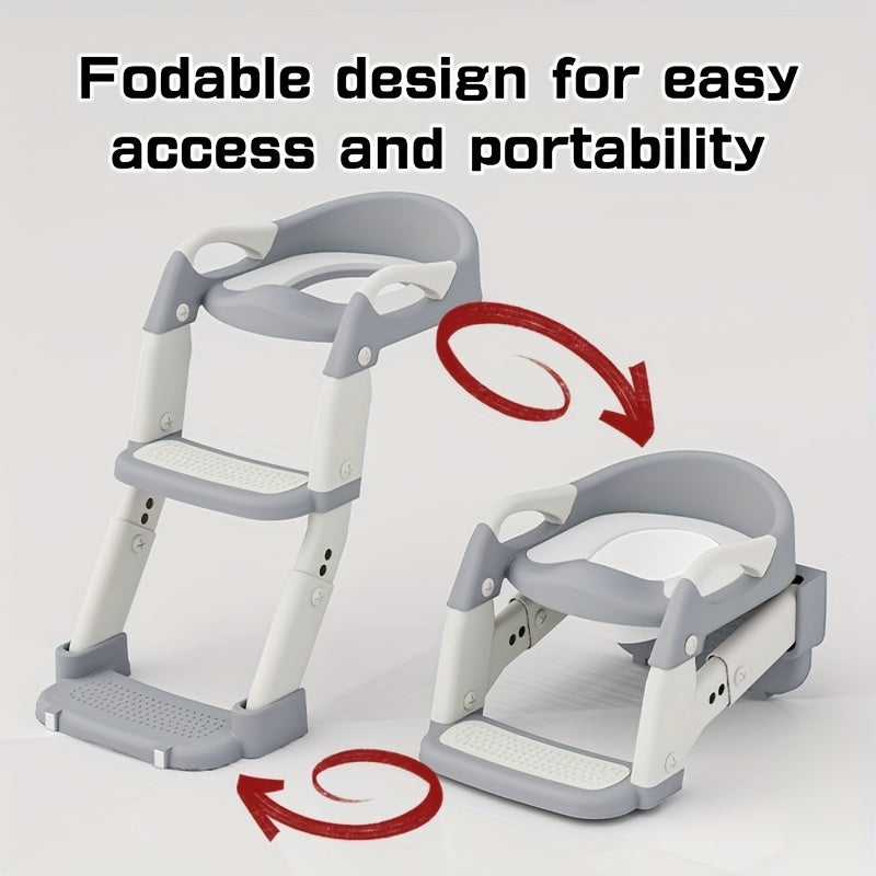 Wide-Step Toddler Toilet Training Seat with Ladder, Adjustable Potty Seat with Splash Guard, Anti-Slip Steps and Handles for Boys and Girls