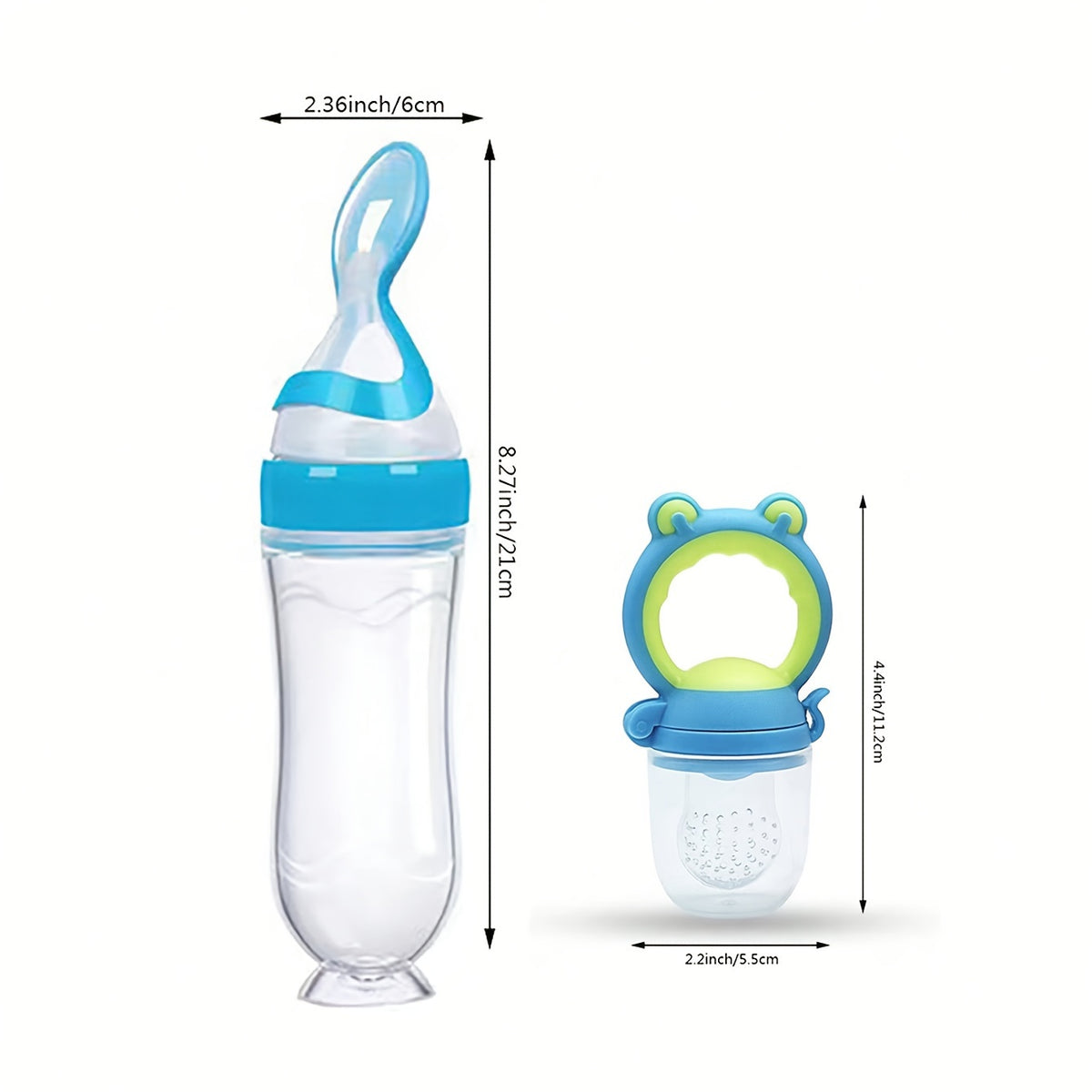 Baby Food Feeder Set, 7-Piece Silicone Squeeze Spoon Bottles and Fresh Fruit Feeders with Three Nipple Sizes for Everyday Complementary Feeding