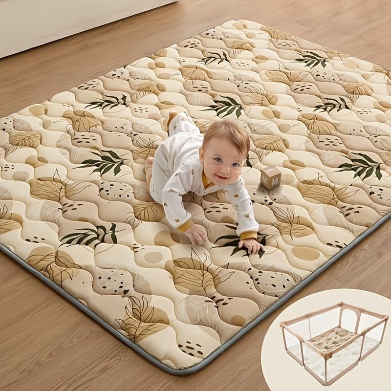 Foldable 50-Inch Baby Crawling Mat with Soft Padding, Machine-Washable Boho Playpen Floor Mat for Infants and Toddlers at Home