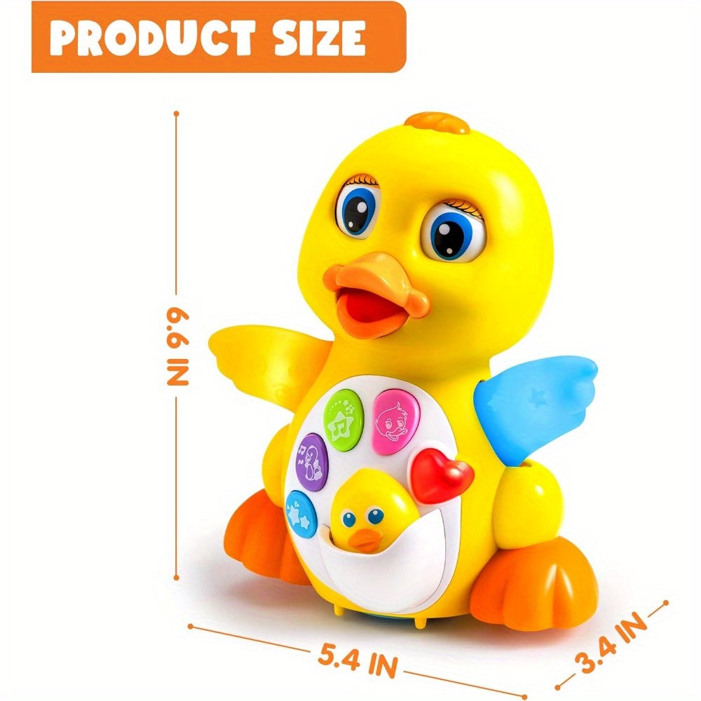 Dancing Musical Duck Toy with Lights and 7 Melodies, Yellow Interactive Activity Toy for Supervised Floor Play, Requires 3 AA Batteries