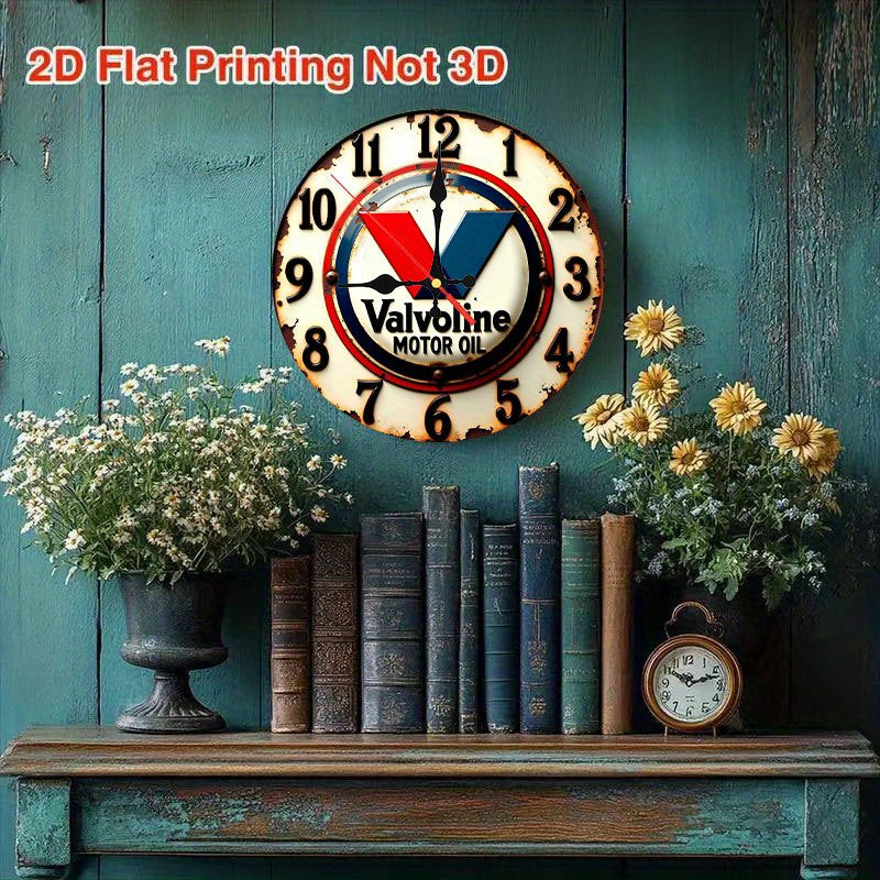 Halloween Wooden Wall Clock with Silent Matte Pendulum, 2D Flat Decorative Clock for Living Room, Bedroom, Office or Garage Seasonal Decor