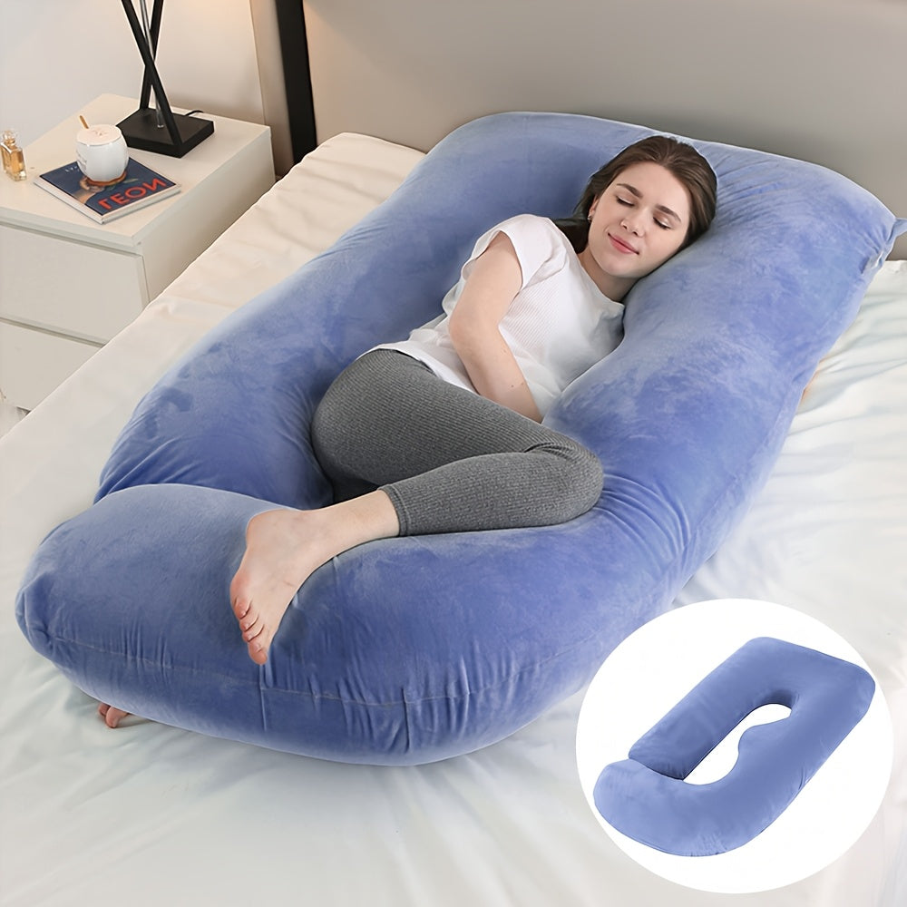 J-Shaped Full Body Pregnancy Pillow, 62-Inch Maternity Pillow with Removable Pillowcase, Large Size Back to Leg Support for Comfortable Pregnancy Sleep, Great Baby Shower and Holiday Gift