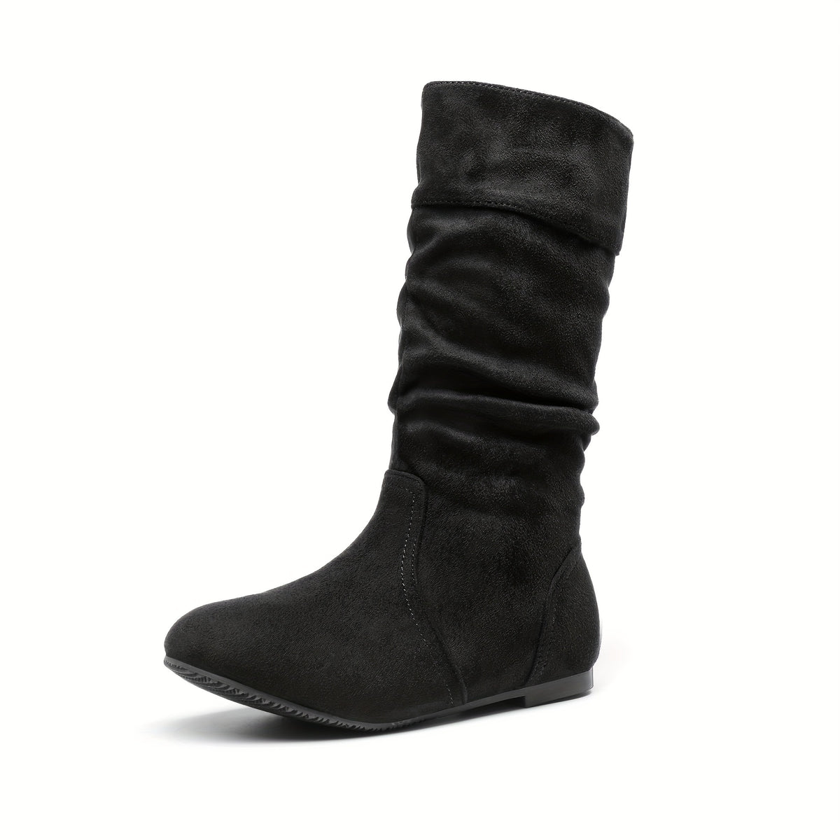 Kids' Winter Boots with Faux Fur Lining, Knee-High Side-Zip Fashion Boots with Elastic Gore for Toddler, Little Kid & Big Kid, Black & Brown