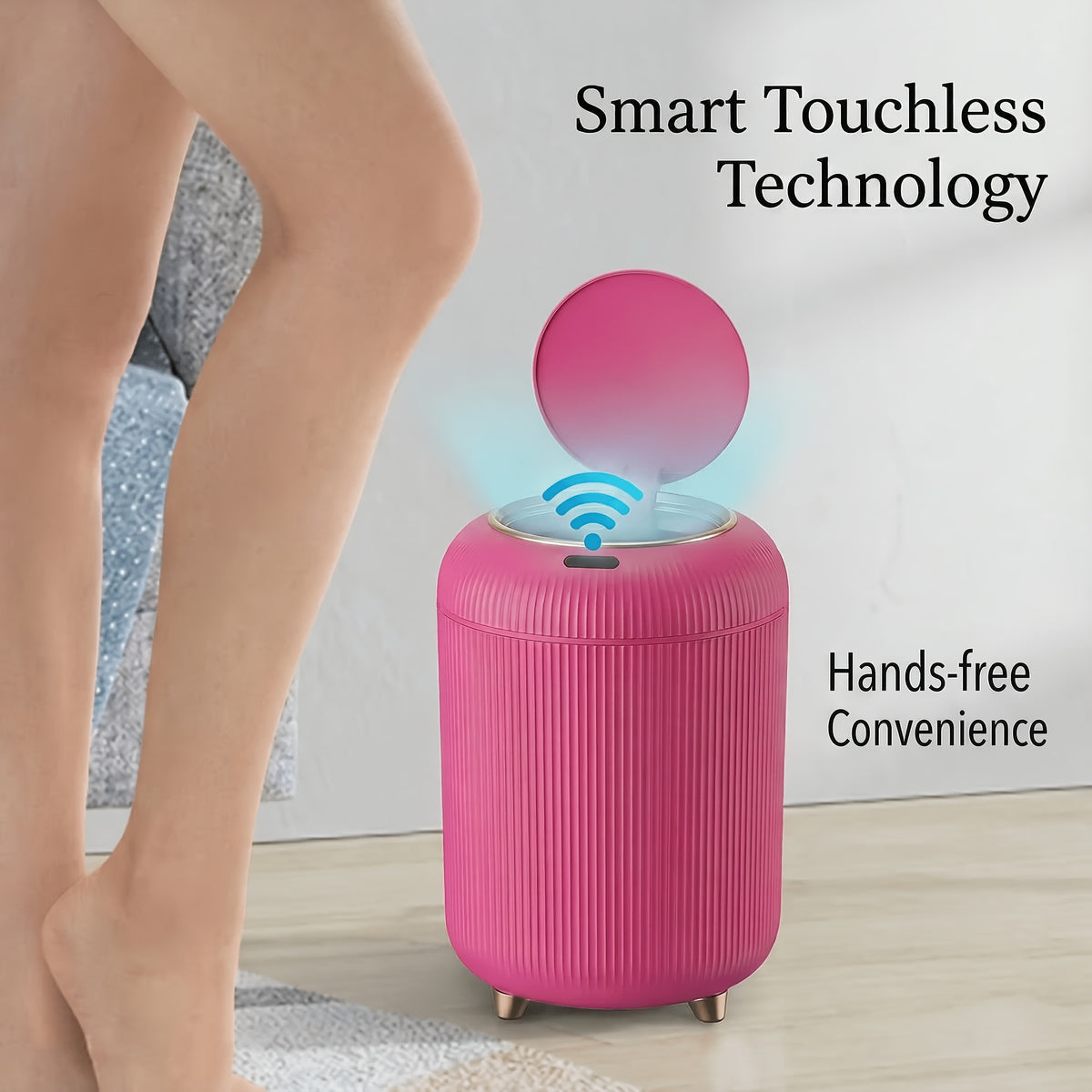 Automatic Touchless Trash Can with Sensor-Opening Lid and Odor-Containing Seal, Compact Waste Bin for Bathroom, Bedroom or Home Office