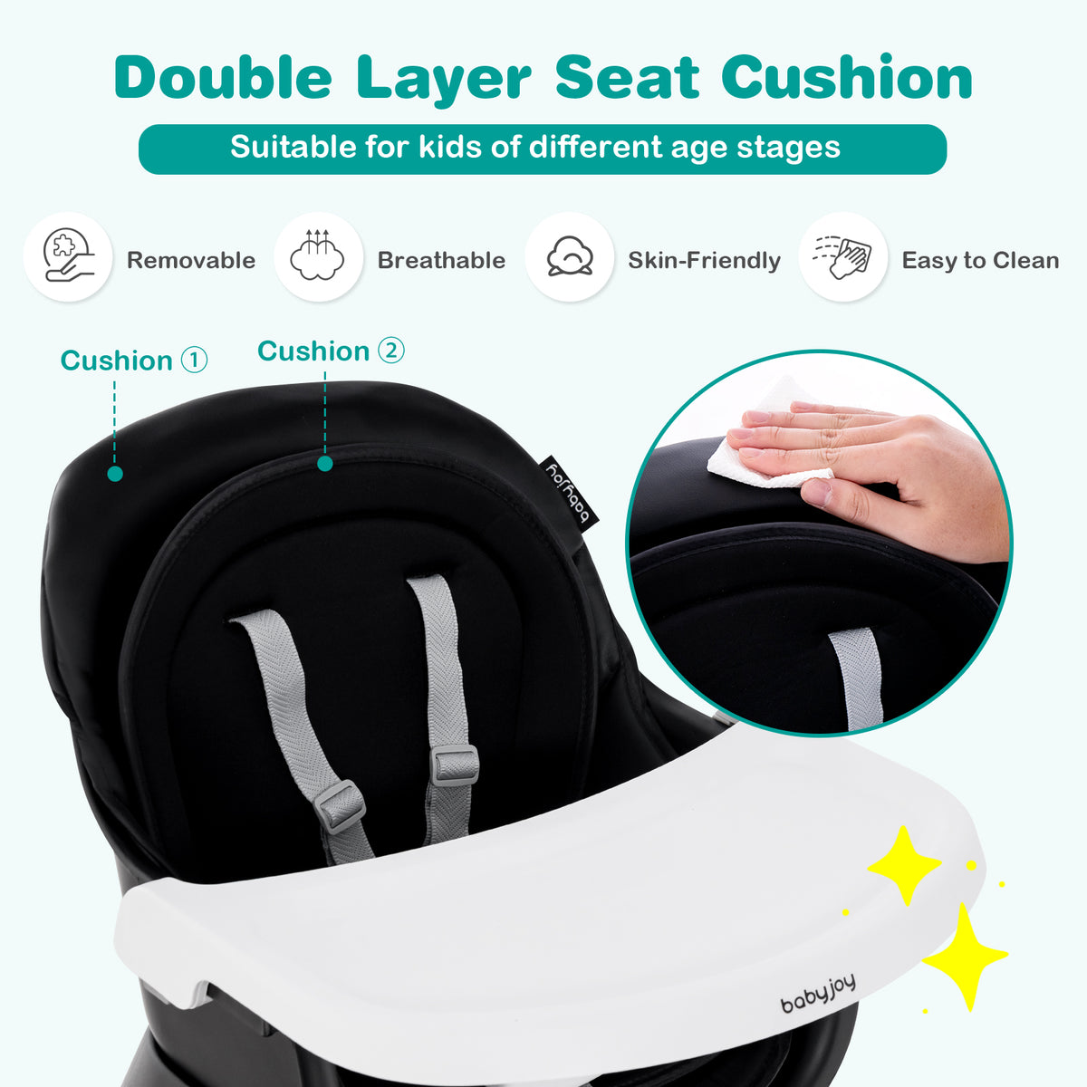 8-in-1 Baby High Chair with Activity Table, BABYJOY Convertible Feeding Seat with Removable Tray, Booster Mode and 5-Point Harness for Ages 6 Months to 6 Years