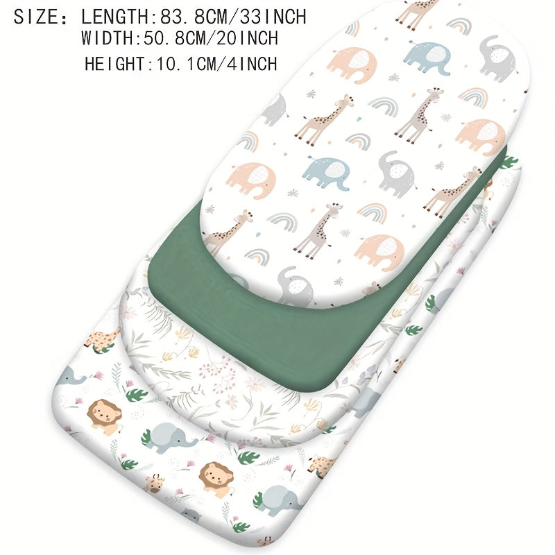 Cradle Bassinet Fitted Sheet Set of 4, 33 x 20 x 4 Inches, Fits Oval Rectangular and Other Mattresses, Soft Skin-Friendly All-Season Fabric, Sheets Only No Mattress Included, Baby Nursery Bedding
