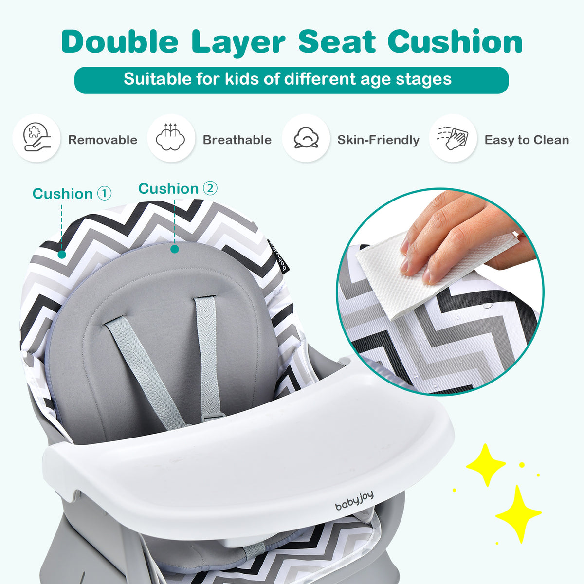 8-in-1 Baby High Chair with Activity Table, BABYJOY Convertible Feeding Seat with Removable Tray, Booster Mode and 5-Point Harness for Ages 6 Months to 6 Years