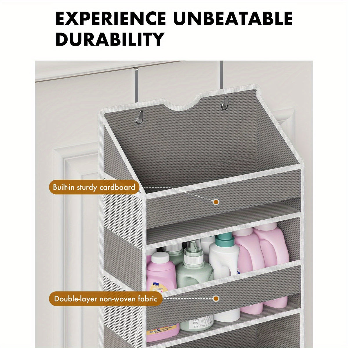 18-Pocket Hanging Door Organizer for Nursery Storage, 6-Shelf Swing-Proof Over Door Organizer, Clear Front and Side Pockets, Holds Up to 50LB, No-Drill Closet Bedroom Bathroom Storage