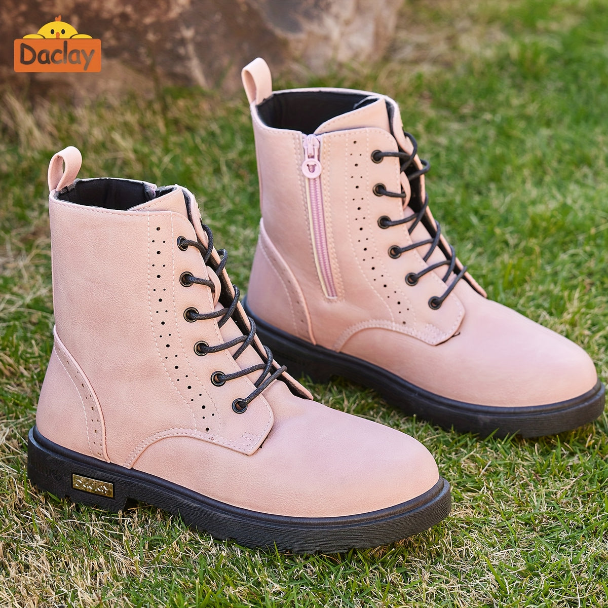 Boys Casual Boots in Black by Daclay, Solid-Color Slip-Resistant Outdoor Footwear for Toddler, Little Kid and Big Kid Fall and Winter Wear