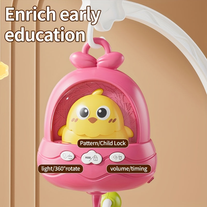 Baby Crib Mobile with Music and 360° Rotation, Remote Control, Soft Light and Timer, Animal Chimes for Nursery Decor, Ages 0–12 Months