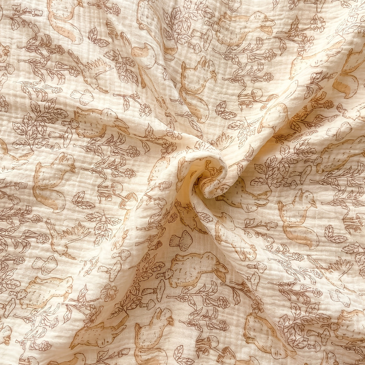 Double-Layer Baby Blanket with Cotton Gauze and Minky Dot Backing, 39.37 x 39.37 Inch Newborn Wrap in Bear, Rabbit and Dinosaur Prints
